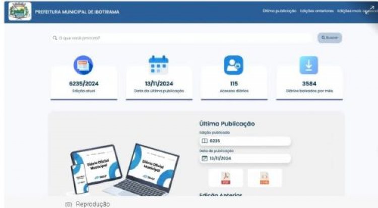 Ibotirama moderniza Diário Oficial com interface intuitiva de fácil navegação